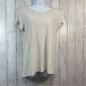 J.Jill Live Linen Striped Open Short Sleeve Top Small